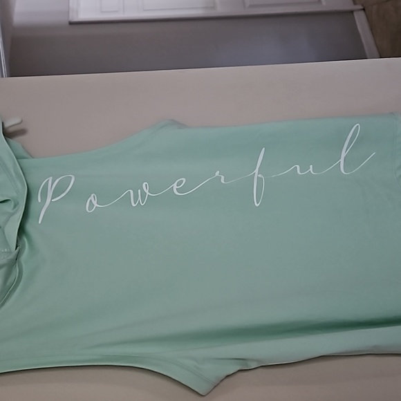CALI Sport Muscle Tee Hoodie  "POWERFUL", Mint Green- Medium, NWOT - Picture 2 of 7